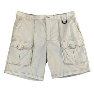 IZOD Cargo Surfcaster Fishing Shorts Men 38 Cream Gorpcore Utility Hiking